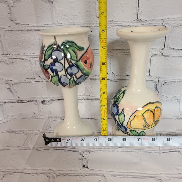 Vintage MONICATS Canada 2000 Pottery Globlets/Wine Glasses Collectible Drinkware - Picture 5 of 6